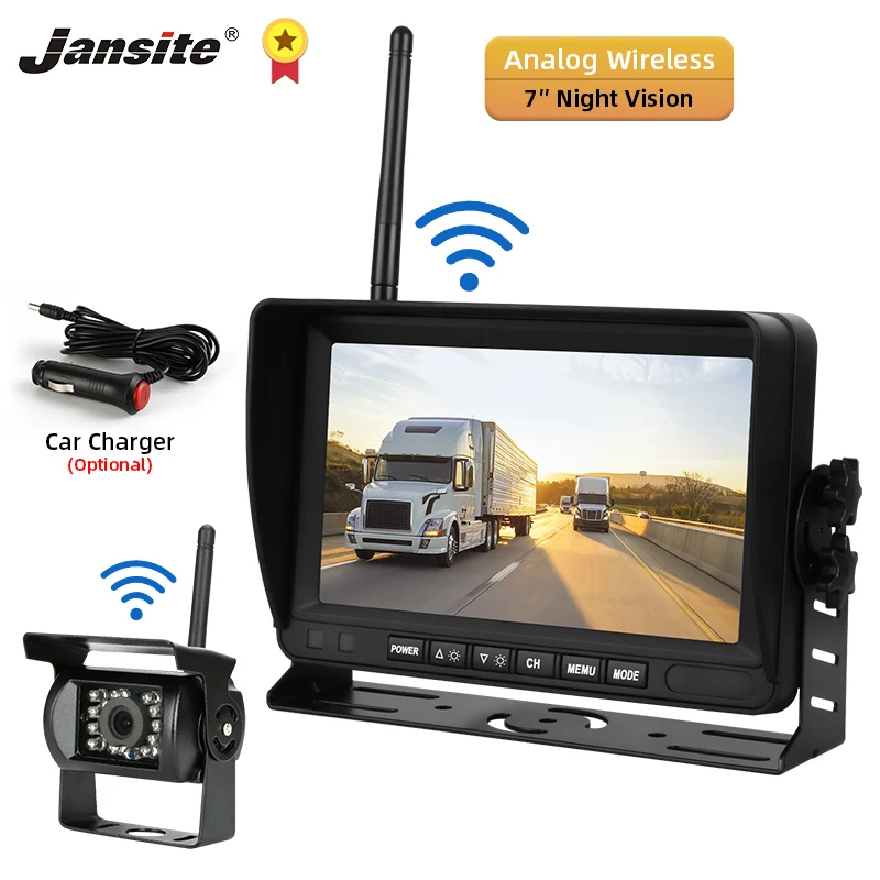 

Jansite 7 inch Wireless Rear view Camera Reverse Camera Car Camera Backup Camera Night Vision U-shaped Bracket 12V-24V