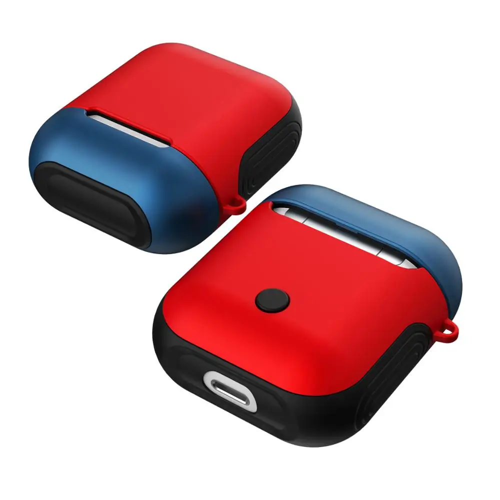 red and blue Ударопрочный силиконовый чехол Зарядное устройство для наушников силиконовый наушник чехол для Apple AirPods защитный чехол - Цвет: red and blue