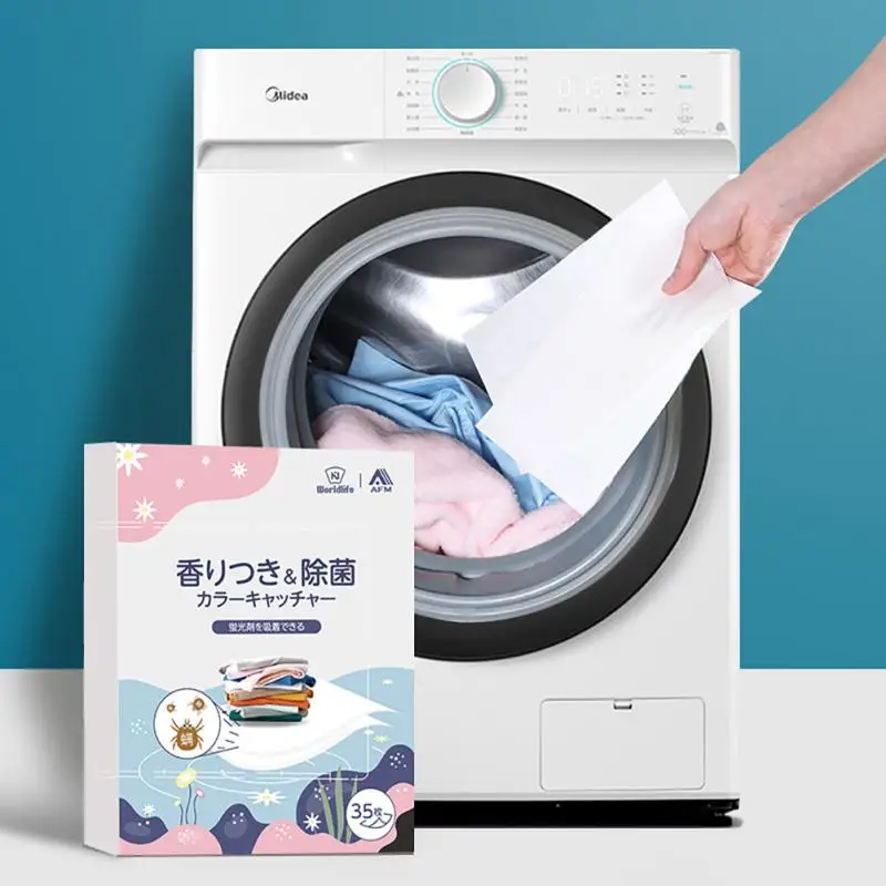 35pcs Washing Machine Use Mixed Dyeing Proof Color Absorption Sheet Laundry Tool Catcher Mite Removal | Дом и сад