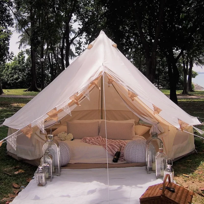 Outdoor Waterproof Luxury 4M Cotton Canvas Bell Tent With Stove Hole For  3-5 Persons Traveling Hotle Glamping - AliExpress