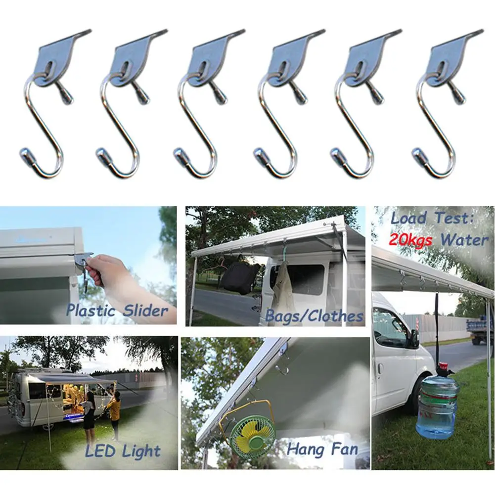 

6Pcs Bathroom Kitchen Coat Hooks Metal S Shaped Hooks Multifunction Storage Hooks Stainless Steel Hook Outdoor Awning Hook RV 4
