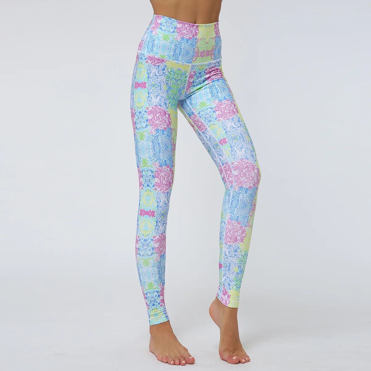 Женские цветные леггинсы с цветочным принтом для фитнеса и йоги, облегающие леггинсы с высокой талией и цифровой печатью, спортивные штаны для йоги, контроль живота - Цвет: NS-6116