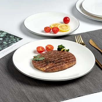 

2/3pcs Ceramic Dinner Plates Beef Flat Plate Tableware Round Solid Color Dessert Dish Simple And Creative Salad Cutter Dishes