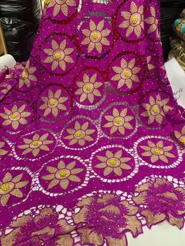 

fushia pink lace fabric heavy beaded lace fabric wedding fabric tissu dentelle perle strass african fabric lace hot sale 5yard