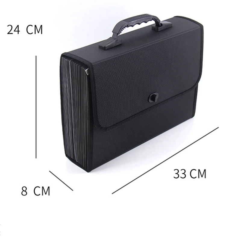 

For 26 Layers Pockets Expanding File Folder Black Organizer Briefcase Waterproof Business Filing Box With Handle Office Supply
