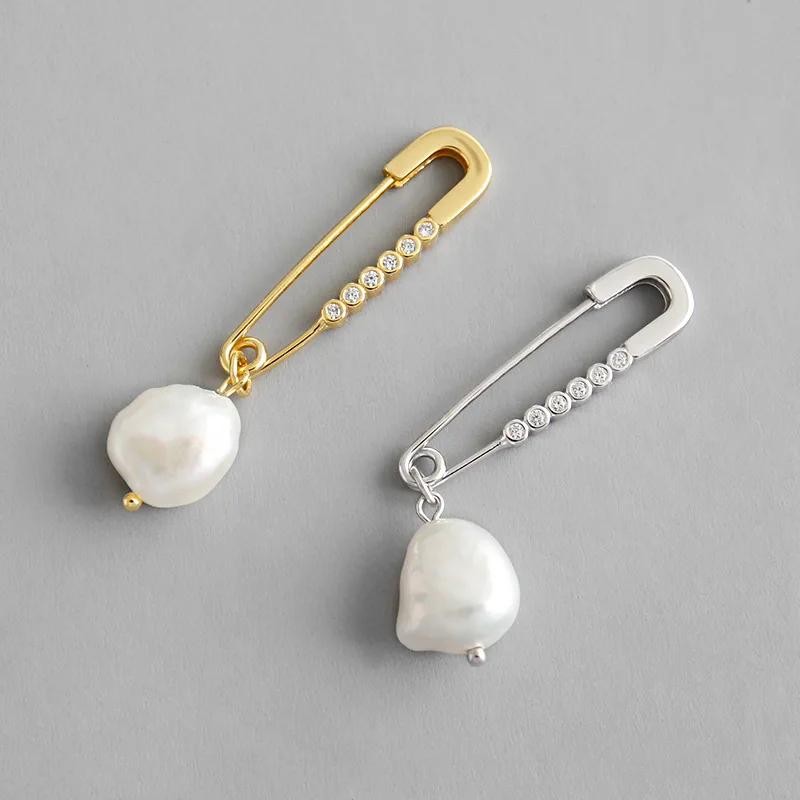 

Personality Dangle Earring S925 Sterling Silver Minority Elegant Fresh Pearl Zircon Pin Earring for Women Lady Gift