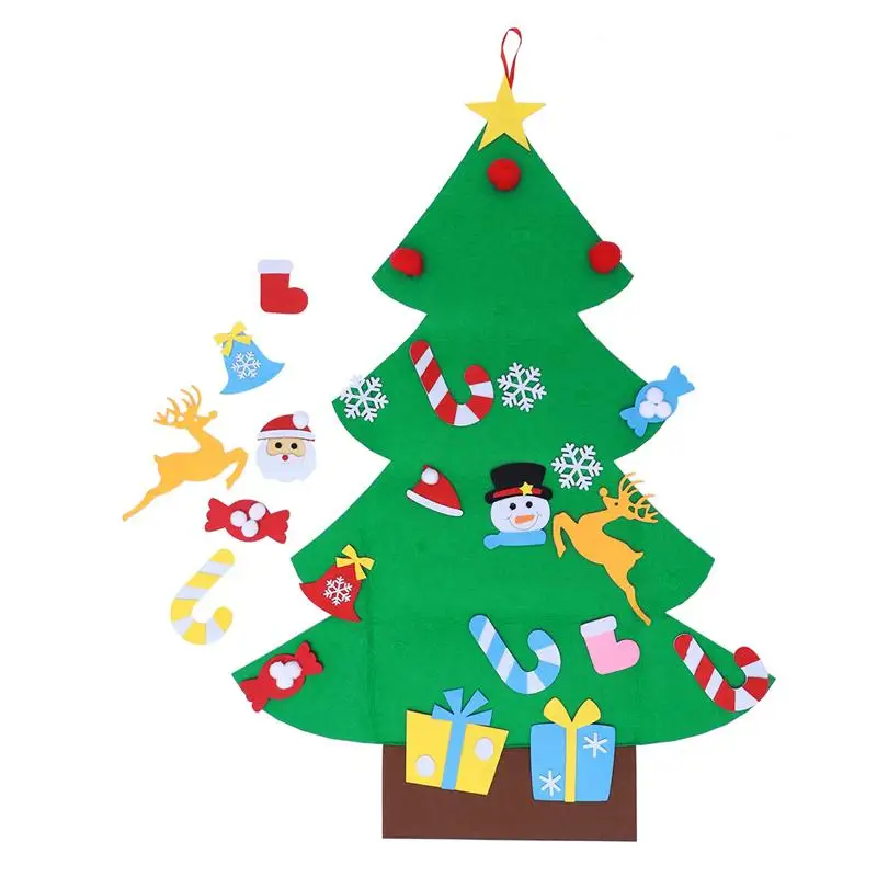 

DIY Felt Christmas Tree With 26pcs Detachable Ornaments Wall Hanging Christmas Tree Kids Xmas Gifts For Xmas Party Decoration A2