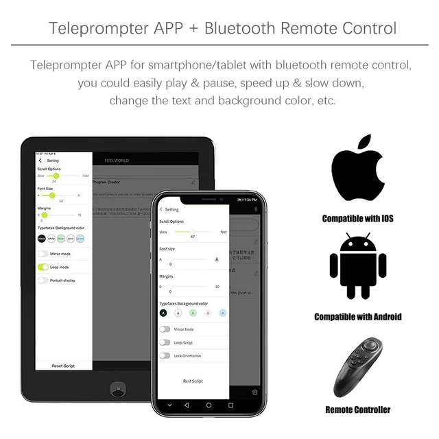 Teleprompter Feelworld 8 Polegadas com Suporte para Ipad - Mini Tablet e Smartphones - Suporta Gravação em Câmeras DSLR e Smartphone 4