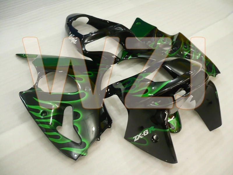 Ninja ZX-6R 1998 мотоцикл обтекатель 636 Pearl 98 жемчуг зеленый пламя кузова Ninja plastic 1998-1999 Пластиковые обтекатели