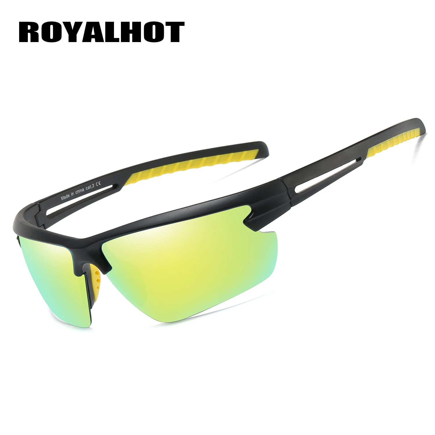 RoyalHot, мужские, женские, поляризационные, половинная оправа, спортивные солнцезащитные очки, Ретро стиль, солнцезащитные очки, 900203 - Цвет линз: yellow