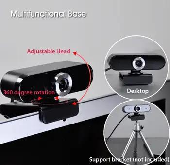

PC HD Webcam USB Web Camera 360 Degree Rotatable Noise Cancelling Microphone Video Recording