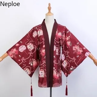 Neploe, кимоно, кардиган, женский, на каждый день, половина рукава, v-образный вырез, принт, халат, японская сорочка, для женщин, свободная, негабаритная, блузка, кардиган 55860