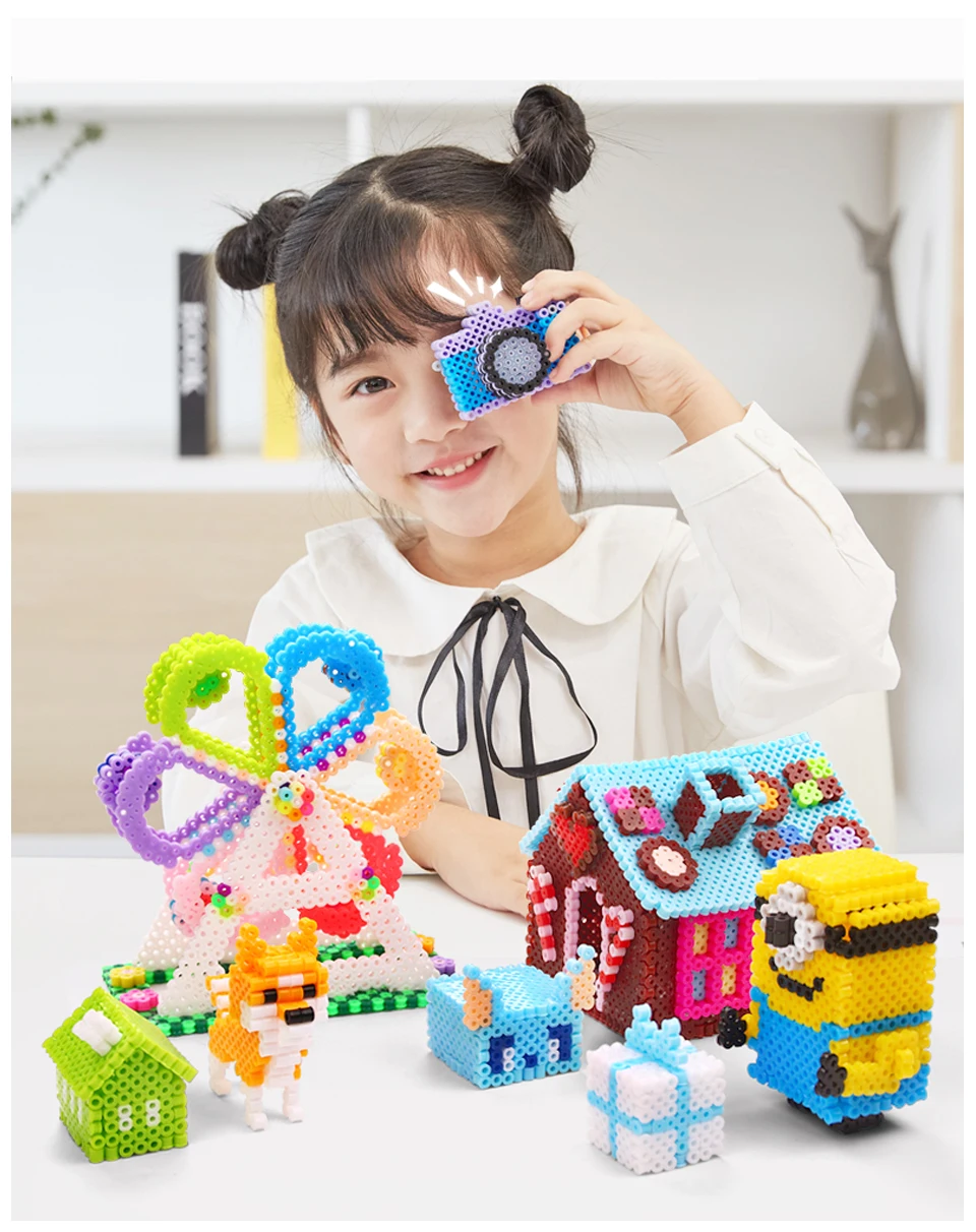 Papel de Engomar Cores Caixa Conjunto Hama Contas Brinquedos 5mm Fusível Educacional Crianças Faça Você Mesmo Tamanho Grande Pegboard Folhas 48 17 Quebra-cab.