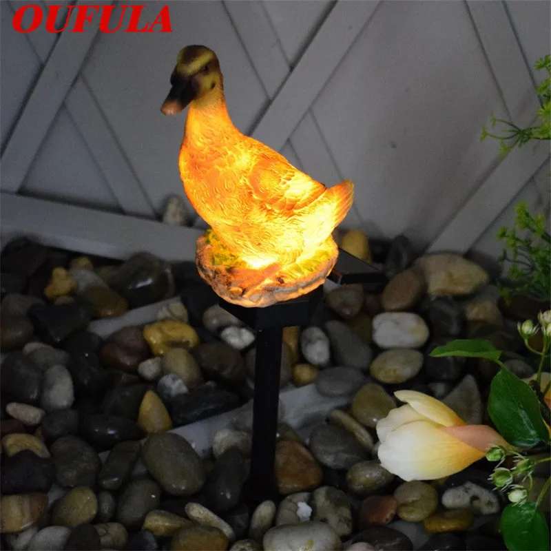 

AOSONG Solar Landscape Light Duck Ground Light Resin Crafts Garden Festival Decoration Light Animal