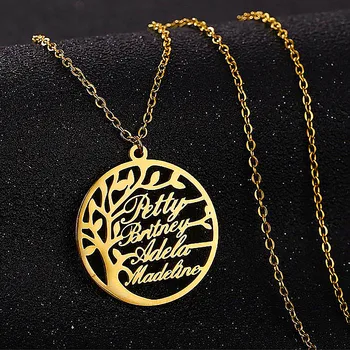 

Custom Name Necklace Tree of Life Golden Women Letter Necklace Stainless Steel Jewelry Personalized Customized Couple Gifts