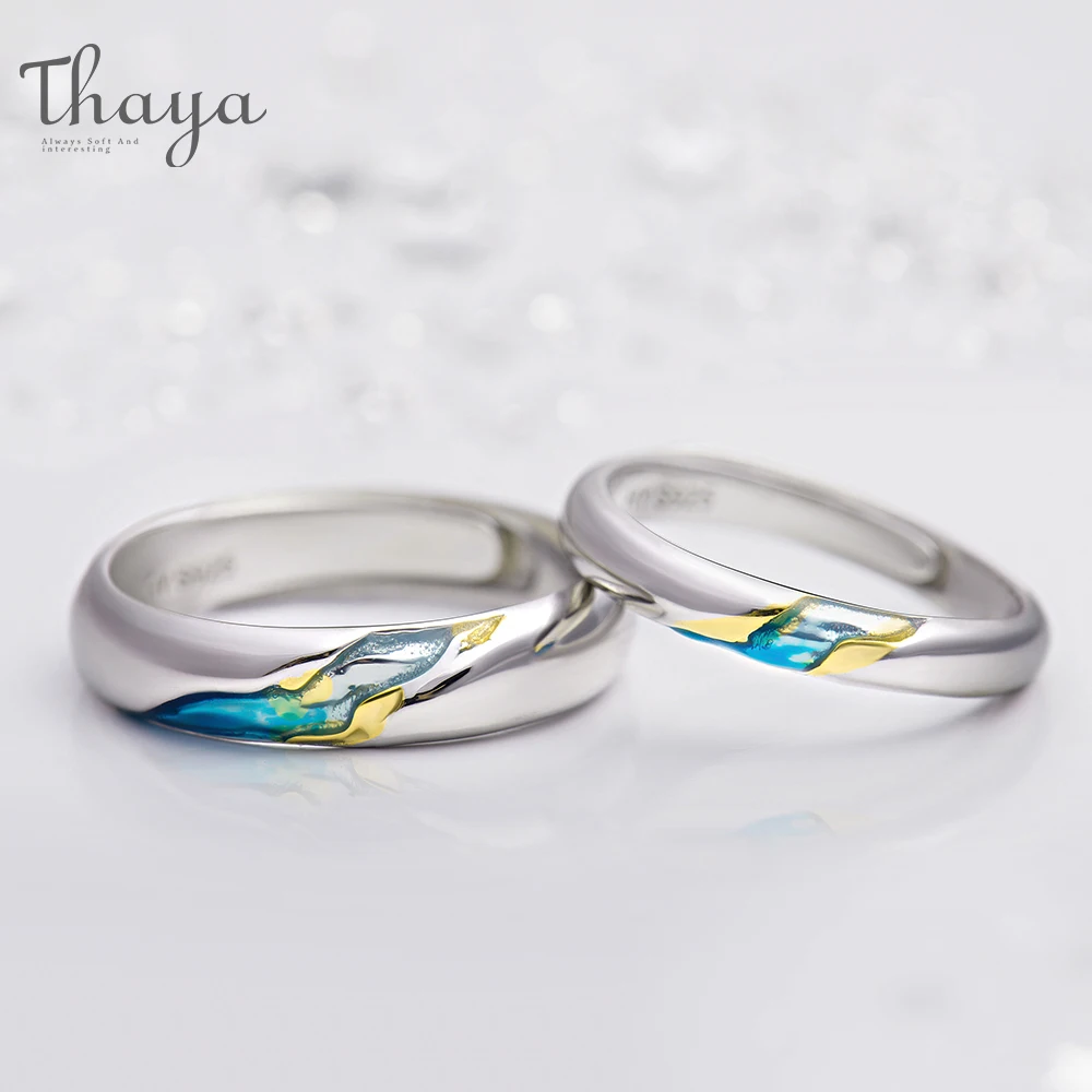 Thaya S925 Серебряные парные кольца с другим берегом Звездный дизайн кольца для мужчин и женщин изменяемый символ Любовь Свадебные украшения подарки
