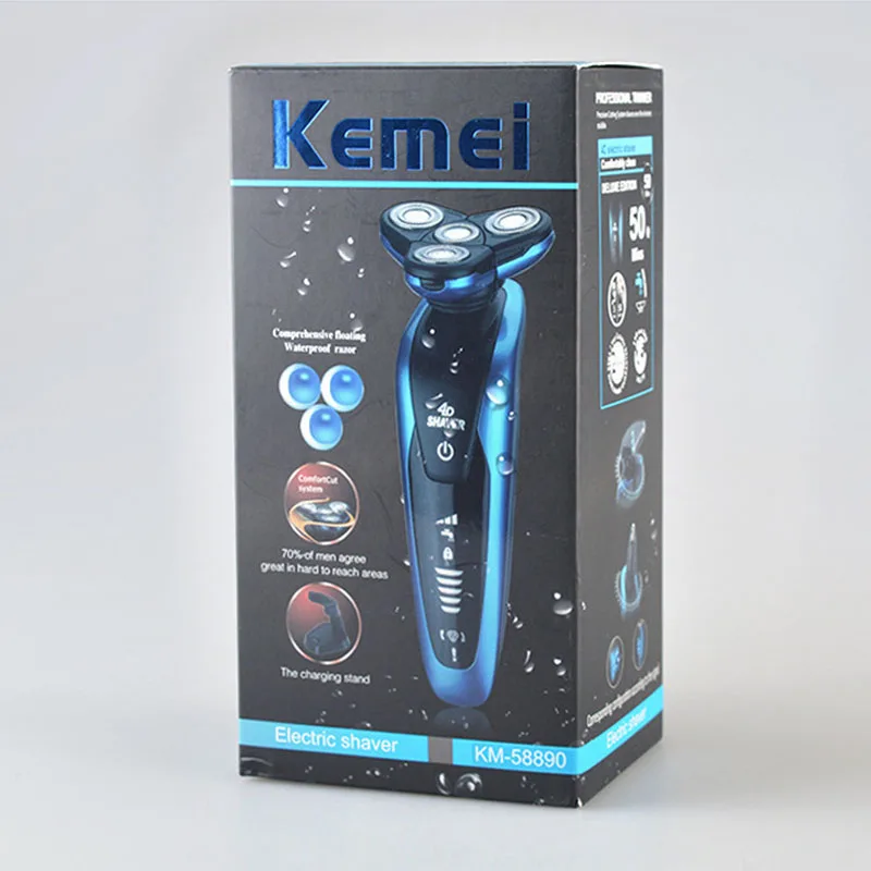 Kemei 3 в 1 Электробритва Моющаяся перезаряжаемая 3D Плавающая 3 лезвия многофункциональный триммер для бороды бритва для мужчин уход за лицом F30