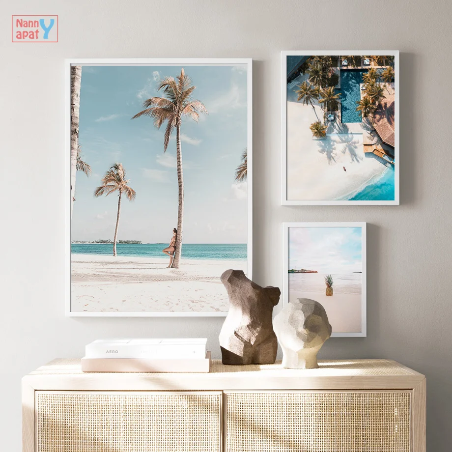 Pineapple Palm Tree Nordic Posters And Prints Sea Beach Wall Art Canvas  Painting Wall Pictures For Living Room Modern Home Decor - AliExpress