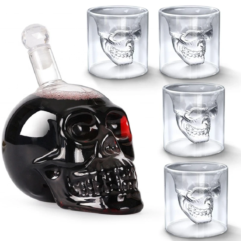

Vodka Skull Bottle Glasss Cup Crystal Glass Decanter Skull Head Shot Bar Home Drinking Spirits Wine Whiskey Gifts Glasses Cups