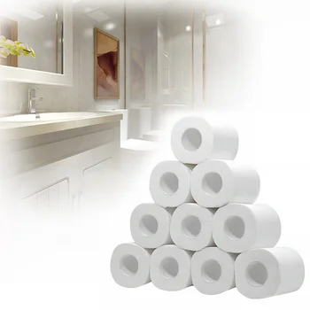 

10 Rolls 80g 4 Ply White Toilet Paper Soft Wood Pulp Tissue Living Room Kitchen Cleaning Ultra Strong Roll Paper Tissue #N