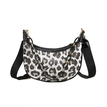 

Women's bag 2020 fashion casual messenger bag leopard print PU leather chain shoulder belt messenger bag designer cross bag