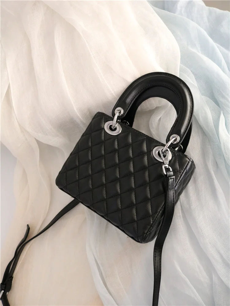 Летняя новая женская модная сумка с ромбовидными ручками, сумки через плечо, солидная известная дизайнерская дамская сумочка и сумочки - Цвет: black