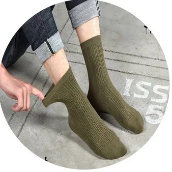 

Men Solid Cotton Crew Socks Ankle Socks Sport Socks Boys Black White Khaki Mustard Warm Winter Thick Short Socks 5 Pairs/ lot
