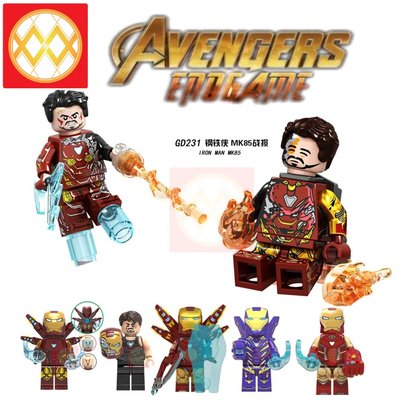 

Free shipping Iron Man GD231 GD236 mini brick MK50 Tony Stark Marvel avengers 4 juguetes Building Blocks children Christmas Toys