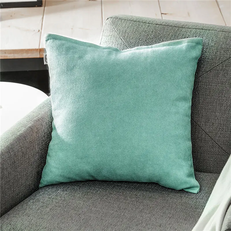 Topfinel мягкие синелиные одноцветные наволочки Чехол декоративная на подушку наволочка для мангала диван офис стул 10 цветов высококачественная удобная подушка - Цвет: Light blue