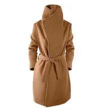 Осенняя и зимняя женская новая куртка с лацканами, Повседневная Свободная куртка с воротником-стойкой большого размера, Супер Толстая шерстяная однотонная теплая куртка с галстуком