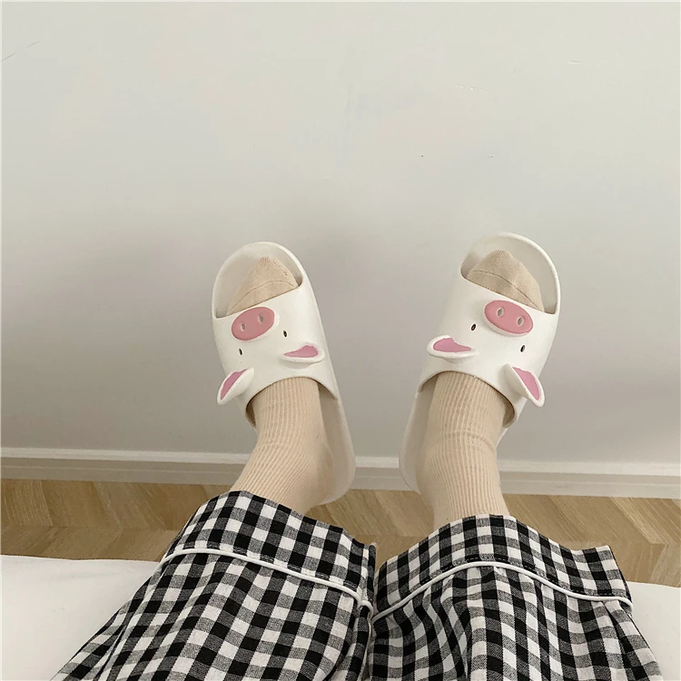 2020 New Men/ Women Cartoon Pig Slippers Female Summer Couple Cute Home Indoor Bath Non-slip Bath Room Sandals And Slippers