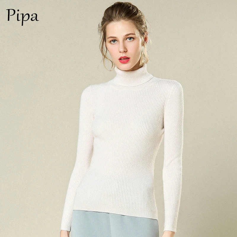 

2020 Winter Sweater Women's Knit Pullover Long Sleeve Slim Thick Sweater Soft Solid Color Large Size Turtleneck Sweater