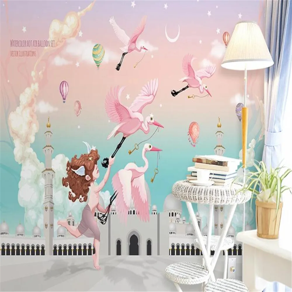

milofi custom wallpaper mural 3D Nordic abstract flamingo castle sofa TV background wall