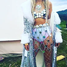 Бохо Сексуальная ручная работа акриловая расшитая блестками рыболовная юбка в сетку Женская открытая Tassle подвеска юбка ночной клуб вечерние пляжные мини юбки