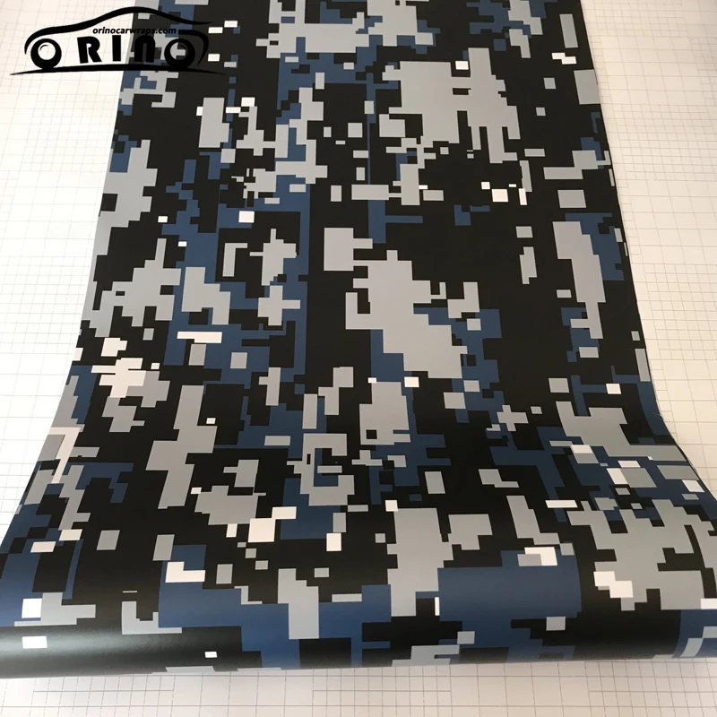 Black Blue Digital Camouflage Vinyl Film-2