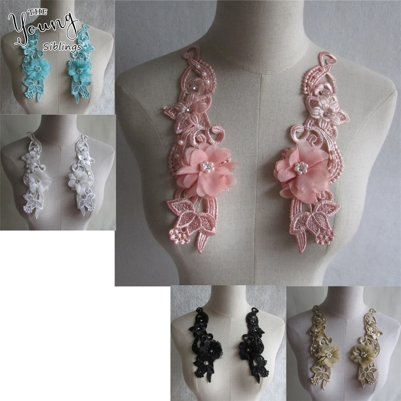 

High quality Embroidery Lace Collar Decorated Sewing Lace Neckline DIY Craft Clothing Accessories YL584-YL588 a pair for sale