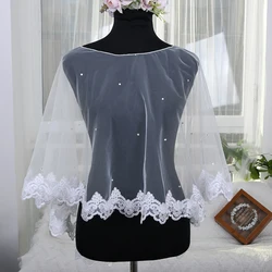 Handmade Wedding Accessories Bridal Simple Translucent Lace Shawl Wraps Veil Bride Bridal Jacket  Bridal Wraps  Appliqued