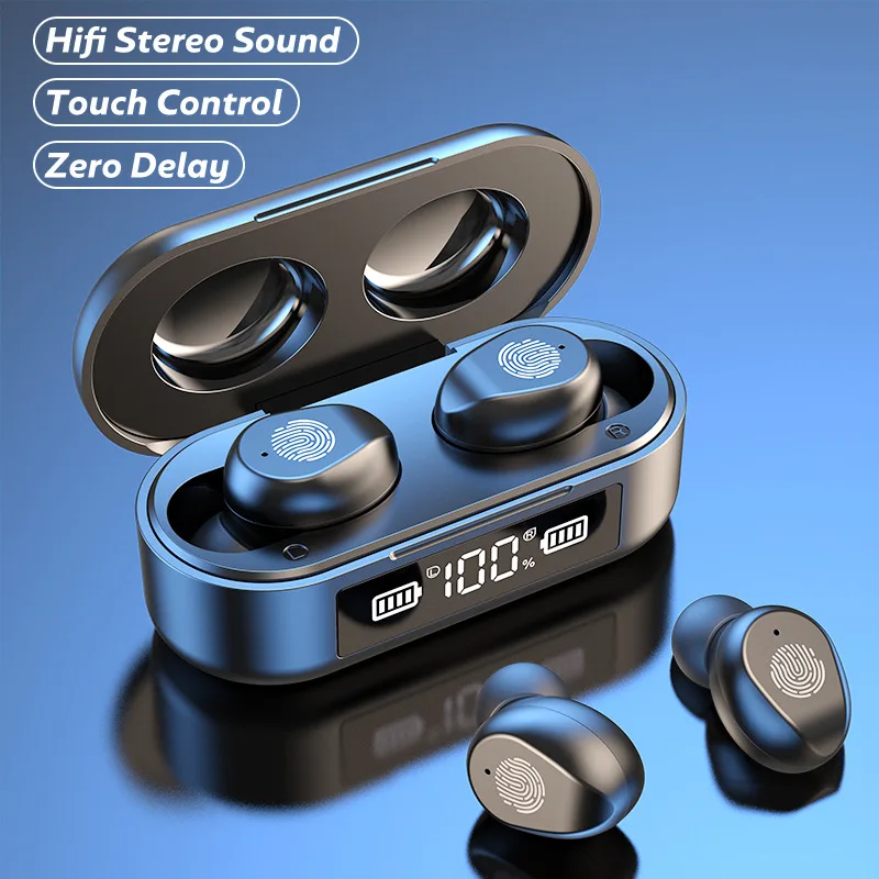 Tws bluetooth fones de ouvido sem fio esportes à prova dbluetooth água bluetooth 5.0 fone com microfone controle toque 9d fone alta fidelidade