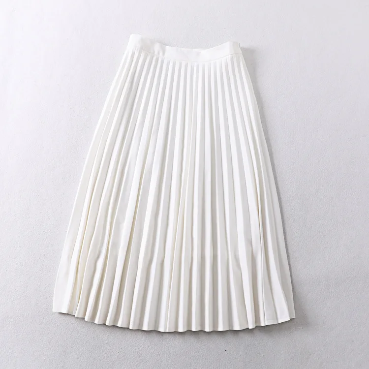

A Generation of Clean Literature And Art Side Zipper High-waisted Slimming A- line Vertical Pendant Pleated Skirt Entity