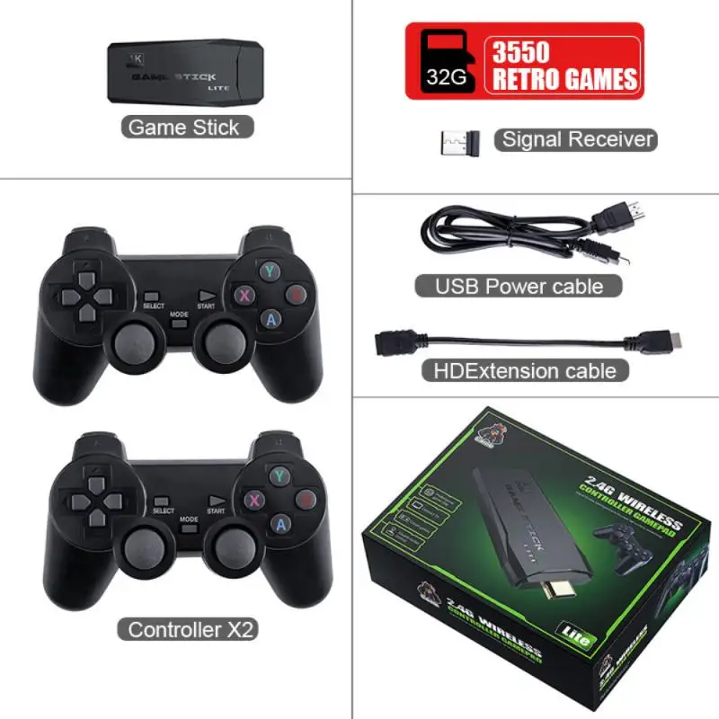 Video Game Console 64G Built-in 10000 Games Retro Handheld Game Console With Wireless Controller Video Games Stick For PS1/GBA 