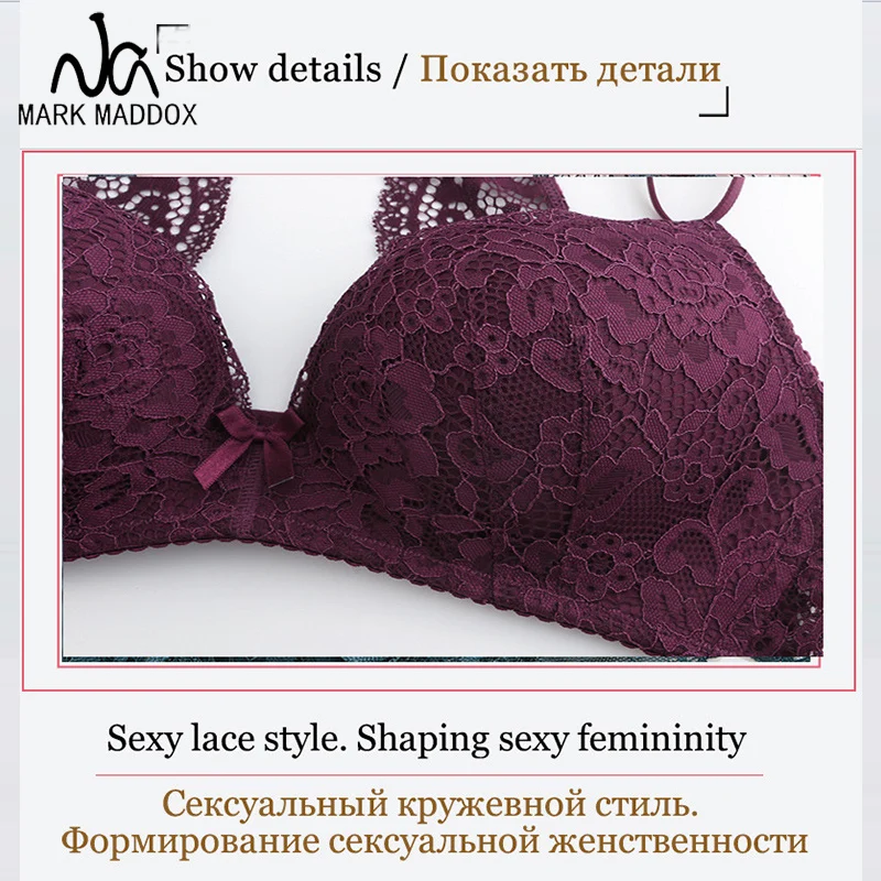 Красивый комплект нижнего белья из тонкого хлопка с вышивкой, черный сексуальный комплект нижнего белья для женщин, кружевной комплект нижнего белья без косточек