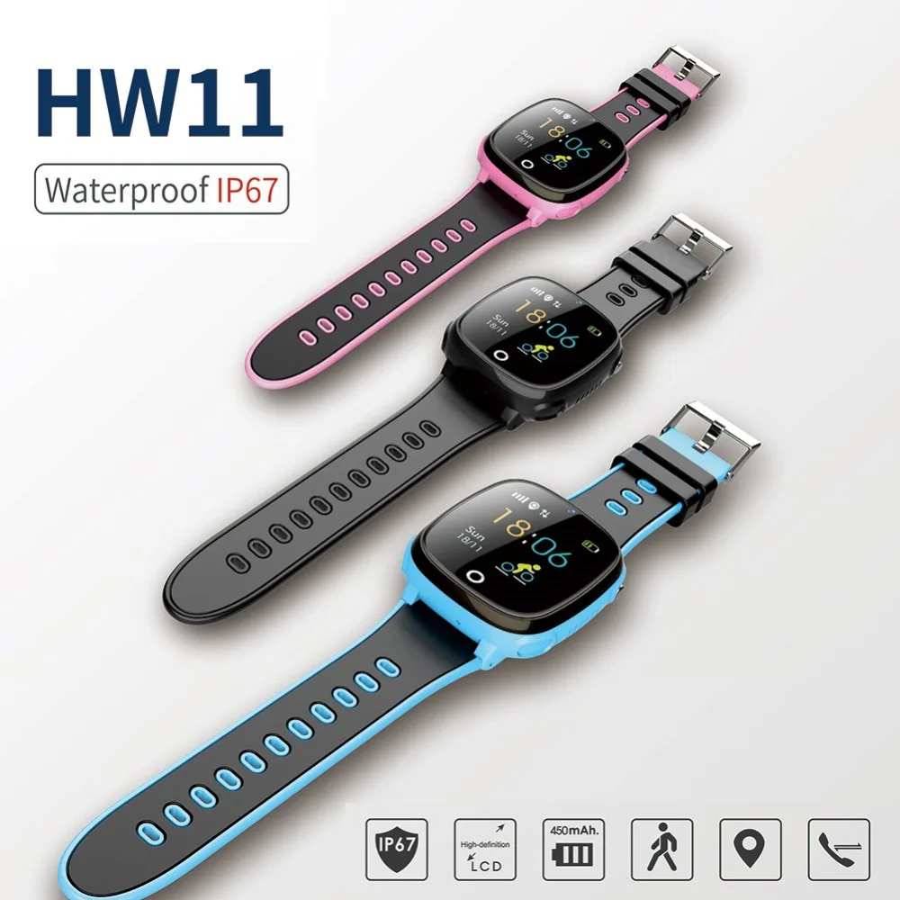 HW11 Смарт-часы Дети gps Bluetooth Шагомер позиционирование IP67 водонепроницаемые часы для детей безопасный умный браслет Android IOS