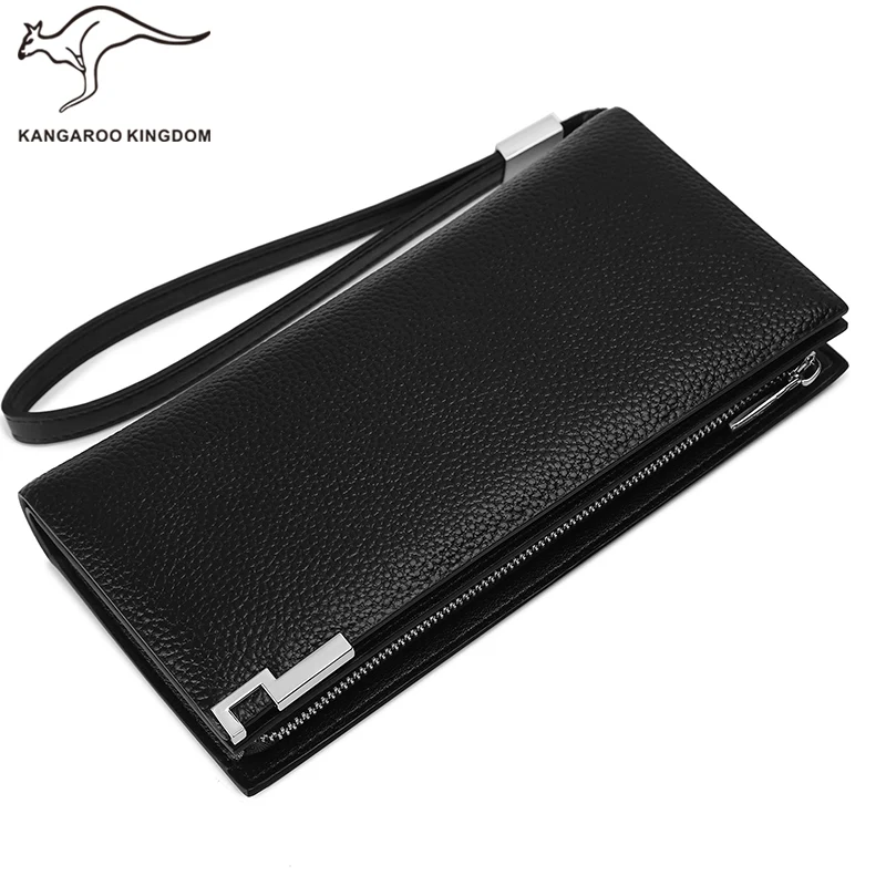 Kangaroo Kingdom Luxury Genuine Leather Men Wallet Long Business Male Brand Clutch Purse