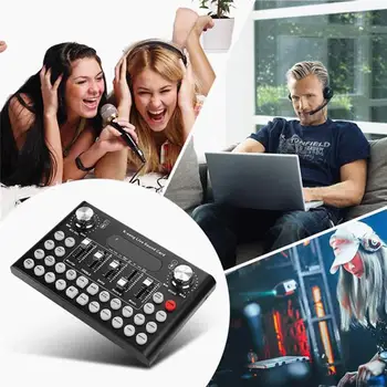 

Sound Card Audio Set Interface External Usb Live Microphone Card For Computer Bluetooth Function Sing Phone Sound Pc Mobile E9P7