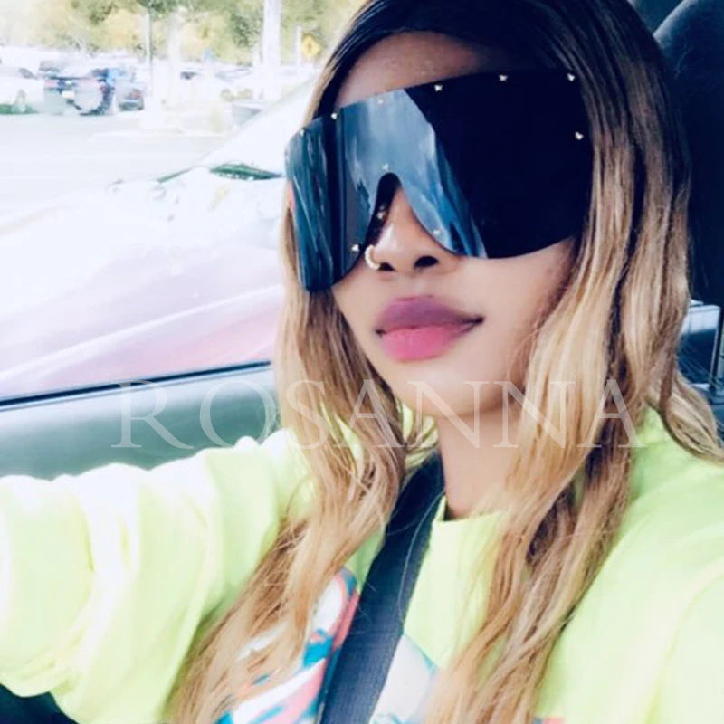 Cena ROSANNA Vintage tarcza Visor maska okulary kobiety mężczyźni 2018 ponadgabarytowych okulary wiatroszczelne One Peice duże oprawki gogle okulary