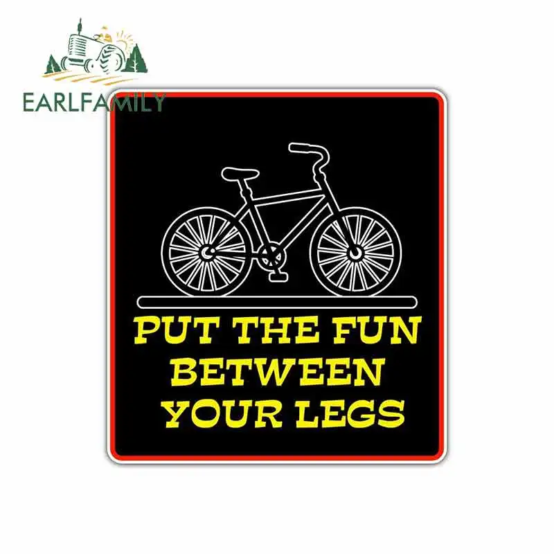 

EARLFAMILY 13cm x 11.8cm for Put The Fun Between Your Legs Bicycle Logo Car Stickers Vinyl JDM Bumper Trunk Truck Graphics Decal