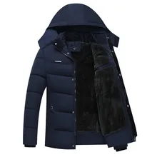 Для мужчин зимняя плотная флисовая пуховая куртка пальто с капюшоном Повседневное толстые Парка на пуху мужские, зауженные, повседневные пальто с хлопковой подкладкой XL-4XL