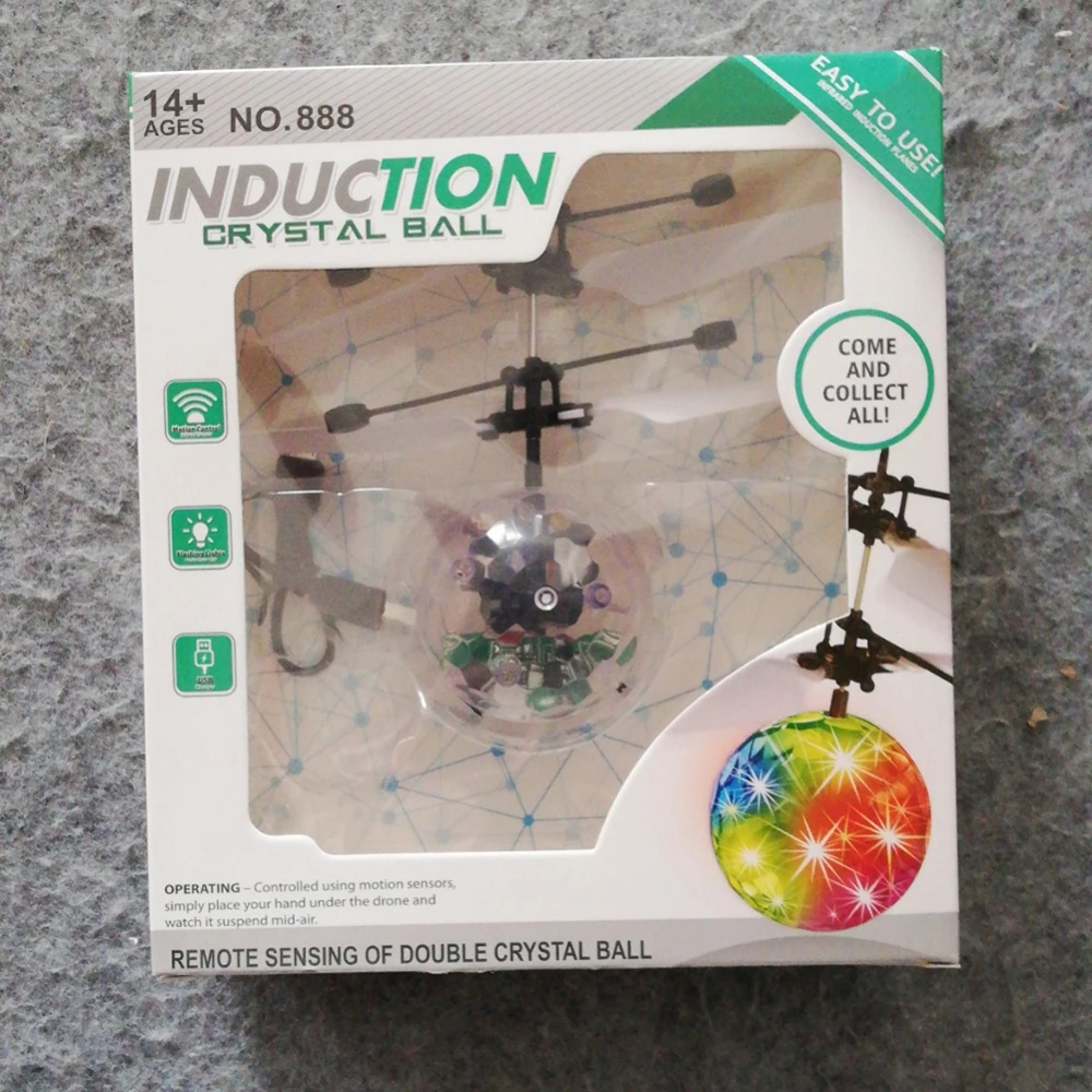 as show Children Outdoor Aircraft Toys Flying RC toy Electric Ball LED Flashing Light Aircraft Helicopter Induction Toy Mind Control Toy - Цвет: as show