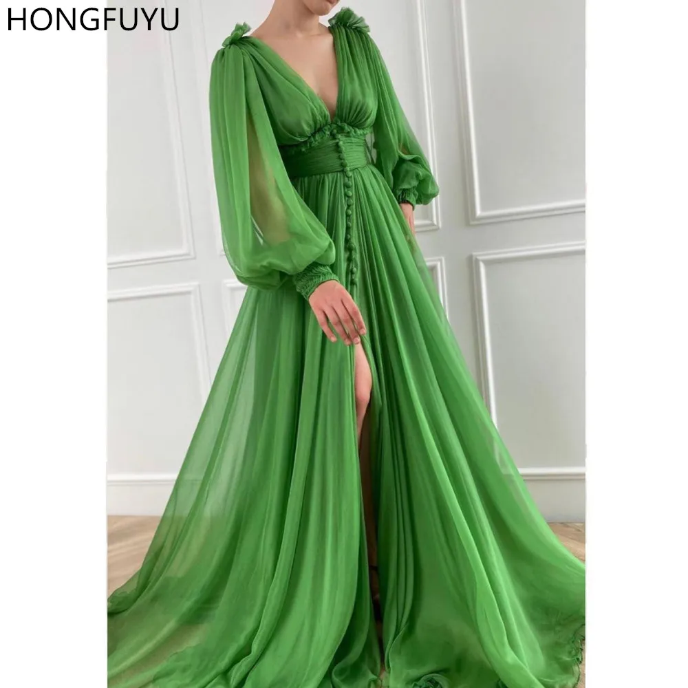 HONGFUYU Long Sleeve Formal Mother of The Bridal Dresses Evening Dresses