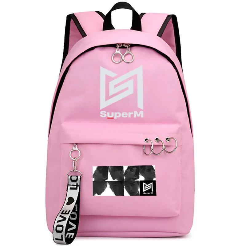 KPOP, супер M, черный, розовый рюкзак, Jopping SuperM, канцелярские товары, KAI LUCAS TAEMIN TAEYONG BAEKHYUN TEN MARK, рюкзак, школьная сумка, FH94